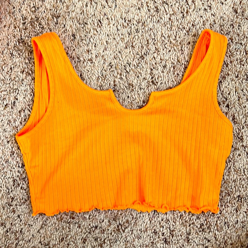 Basic Orange Tank Cropped